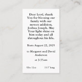 Geboorteaankondiging Gebed Kaart Contactkaartje (Achterkant)