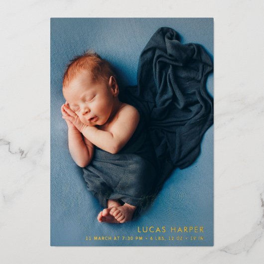 geboorteaankondiging goudbrief baby folie feestdagenkaart (Voorkant)