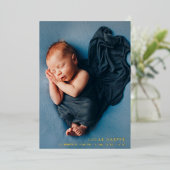 geboorteaankondiging goudbrief baby folie feestdagenkaart (Staand Voorkant)