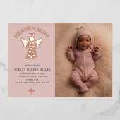 Geboorteaankondiging Hemelgezonden Folie Engelkaar Folie Uitnodiging (Voorkant)