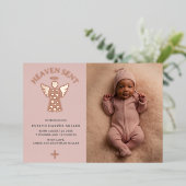Geboorteaankondiging Hemelgezonden Folie Engelkaar Folie Uitnodiging (Staand Voorkant)