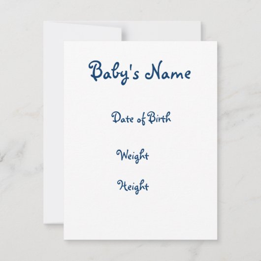 Geboorteaankondiging! Het is een jongen! Aankondiging (Achterkant)