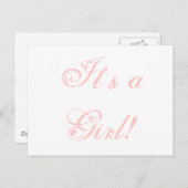 Geboorteaankondiging "Het is een meisje!" Roze Kaa Aankondigingskaart (Voorkant / Achterkant)
