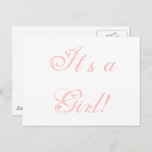 Geboorteaankondiging "Het is een meisje!" Roze Kaa Aankondigingskaart (Voorkant / Achterkant)