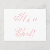 Geboorteaankondiging "Het is een meisje!" Roze Kaa Aankondigingskaart (Voorkant)