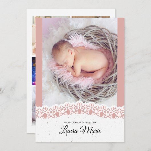 Geboorteaankondiging Kaart Sjabloon (Voorkant / Achterkant)