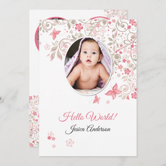 Geboorteaankondiging Kaart Sjabloon (Voorkant / Achterkant)