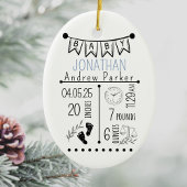 Geboorteaankondiging Keepsake Pasgeboren Stats Keramisch Ornament