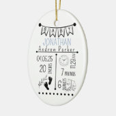 Geboorteaankondiging Keepsake Pasgeboren Stats Keramisch Ornament (Links)