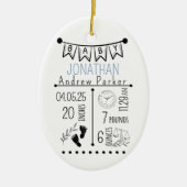 Geboorteaankondiging Keepsake Pasgeboren Stats Keramisch Ornament (Voorkant)