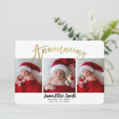 Geboorteaankondiging Kerstvakantie 3 foto's Kaart (Staand voorkant)