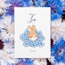 Geboorteaankondiging konijn bloem