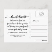 Geboorteaankondiging liefde en Bedankt drie foto's Briefkaart (Achterkant)