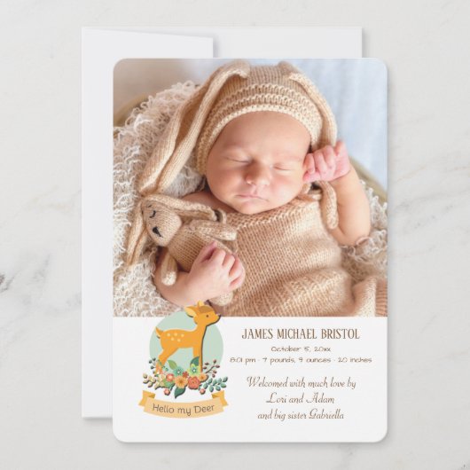 Geboorteaankondiging Little Deer Photo Aankondiging (Voorkant)