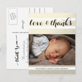 Geboorteaankondiging Love Bedankt Gold Stripes Fot Aankondigingskaart (Voorkant / Achterkant)