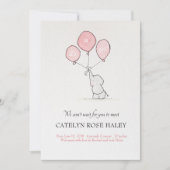 Geboorteaankondiging meisje olifantenballonnen aankondiging (Voorkant)