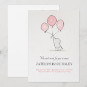 Geboorteaankondiging meisje olifantenballonnen aankondiging (Voorkant / Achterkant)