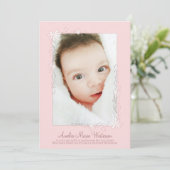 Geboorteaankondiging Meisje roze Kaart (Staand voorkant)