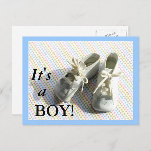 Geboorteaankondiging met  baby booties aankondigingskaart (Voorkant / Achterkant)