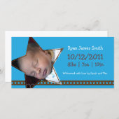 Geboorteaankondiging met een Blauwe en Ster Thema Aankondiging (Voorkant / Achterkant)