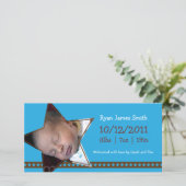 Geboorteaankondiging met een Blauwe en Ster Thema Aankondiging (Staand voorkant)