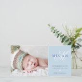 GEBOORTEAANKONDIGING MET FOTO lieve baby jongen bl Aankondiging (Staand voorkant)