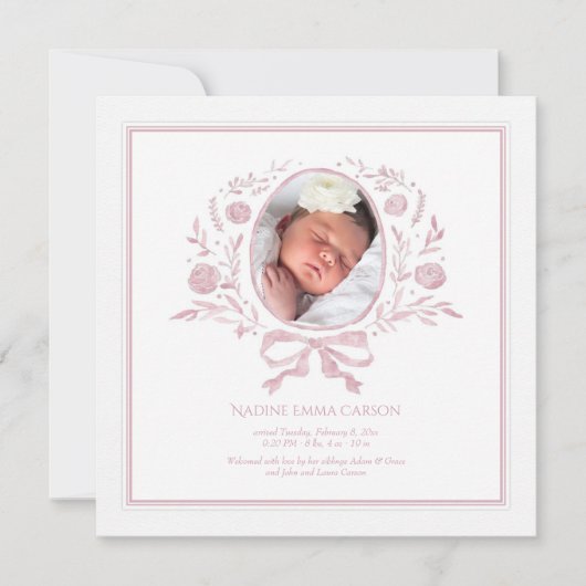 Geboorteaankondiging met foto van gezegende gebeur aankondiging (Voorkant)