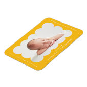 Geboorteaankondiging met gele moderne geschulpte l magneet (Linkerzijde)