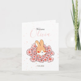 Geboorteaankondiging met konijn foto Florals Aankondiging