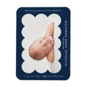 Geboorteaankondiging met moderne Navy gekartelde l Magneet (Verticaal)