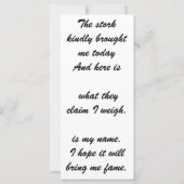  geboorteaankondiging met Stork (Achterkant)