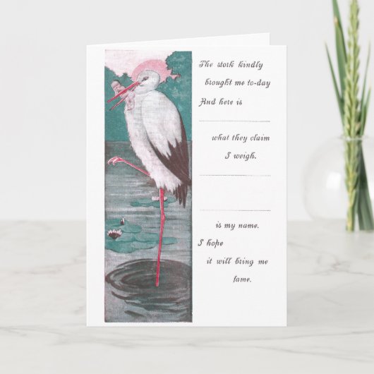 geboorteaankondiging met Stork Aankondiging (Voorkant)