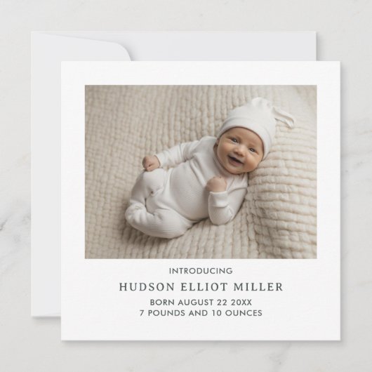 Geboorteaankondiging Minimalistische Modern Square Kaart (Voorkant)