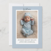 Geboorteaankondiging minimalistische moderne blauw aankondiging (Voorkant)