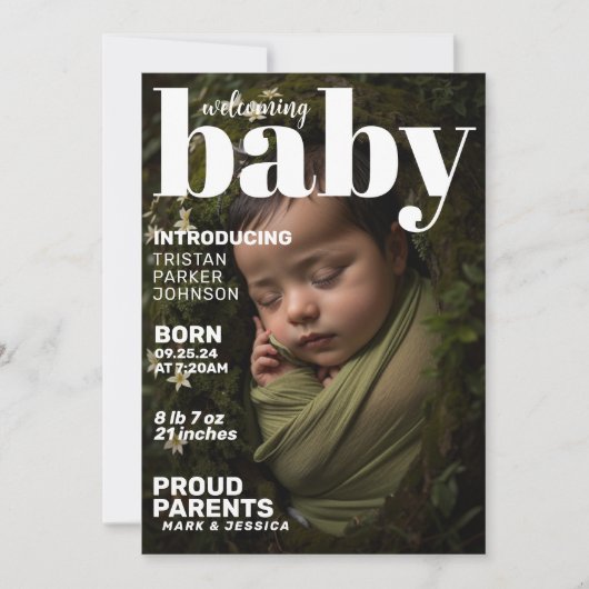 Geboorteaankondiging Modern Baby Magazine Aankondiging (Voorkant)