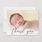 GEBOORTEAANKONDIGING moderne luxe kalligrafie zwar Bedankkaart (Voorkant)