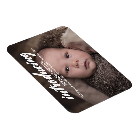 Geboorteaankondiging Moderne Typografie Magneet (Rechterzijde)