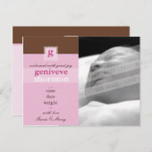 GEBOORTEAANKONDIGING:: monogram1 - meisje Aankondigingskaart (Voorkant / Achterkant)