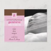 GEBOORTEAANKONDIGING:: monogram1 - meisje Aankondigingskaart (Voorkant)