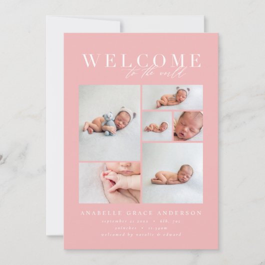 Geboorteaankondiging multi foto goud geometrisch bedankkaart (Voorkant)