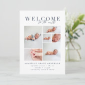 Geboorteaankondiging multi foto marine geometrisch bedankkaart (Staand voorkant)