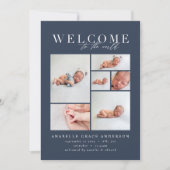 Geboorteaankondiging multi foto marine geometrisch bedankkaart (Voorkant)