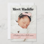 Geboorteaankondiging Ontmoet Baby Pink Blush Simpl Kaart (Voorkant)