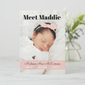 Geboorteaankondiging Ontmoet Baby Pink Blush Simpl Kaart (Staand voorkant)