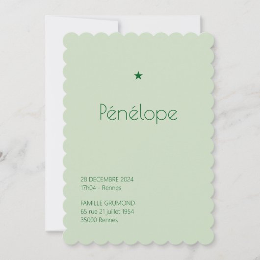 Geboorteaankondiging Poudré - Pénélope Kaart (Voorkant)