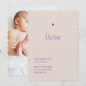 Geboorteaankondiging Poudreerpoeder - Héloise Kaart (Voorkant / Achterkant)