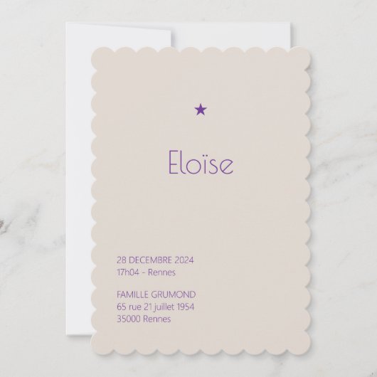 Geboorteaankondiging Poudreerpoeder - Héloise Kaart (Voorkant)