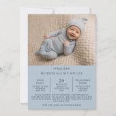 Geboorteaankondiging Premie NICU Modern Blue Kaart (Voorkant)