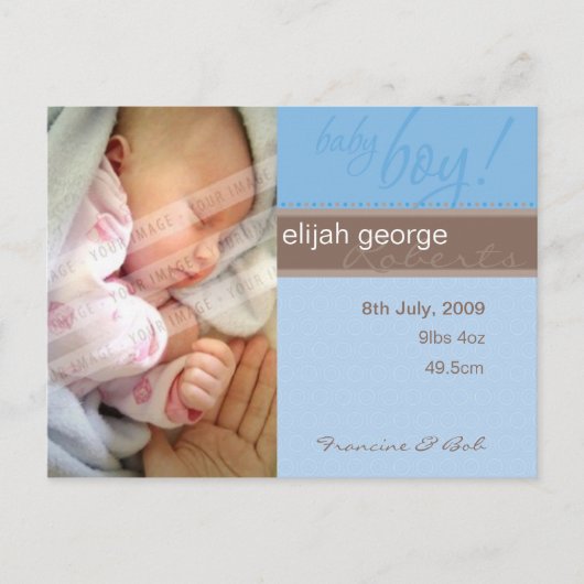 GEBOORTEAANKONDIGING:: pure vreugde - jongen Aankondigingskaart (Voorkant)