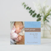 GEBOORTEAANKONDIGING:: pure vreugde - jongen Aankondigingskaart (Staand voorkant)